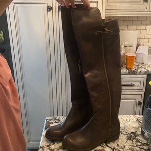 Gianni Bini brown leather knee boots with zippers